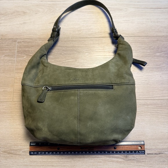 Stone Mountain Olive Suede Hobo Bag with Leather Accents - Picture 11 of 15